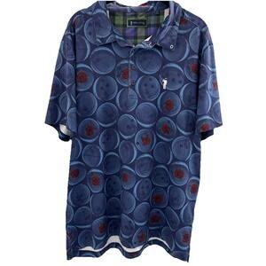 William Murray Kingpin Big Earner Performance Golf Polo Shirt Sz L Bowling Roses